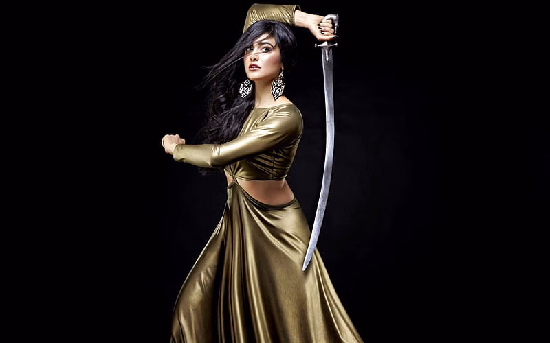 HD-wallpaper-adah-sharma-bollywood-beauty-sword-beautiful-woman-brunette