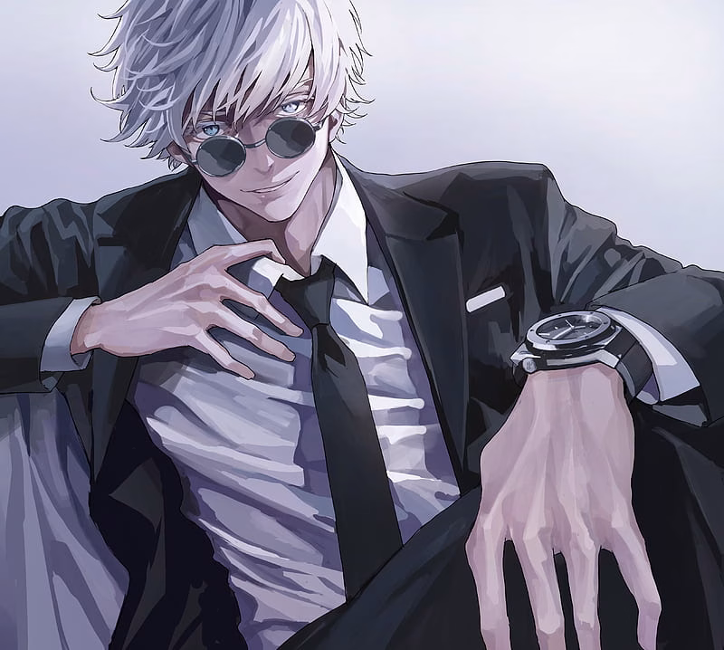 HD-wallpaper-anime-jujutsu-kaisen-boy-satoru-gojo-watch-white-hair