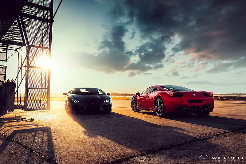 HD-wallpaper-black-lamborghini-huracan-and-ferrari-458-red-lamborghini-huracan-lamborghini-2018-cars-cars-behance-ferrari-cars-ferrari-458