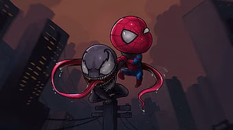 HD-wallpaper-chibi-spider-venom-spiderman-venom-superheroes-artist-artwork-thumbnail