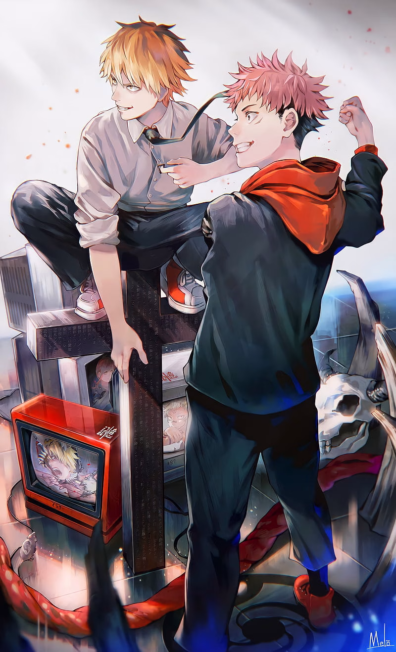 HD-wallpaper-denji-y-yuji-anime-chainsaw-chainsaw-man-chainsawman-jujutsu-jujutsu-kaisen-kaisen-manga