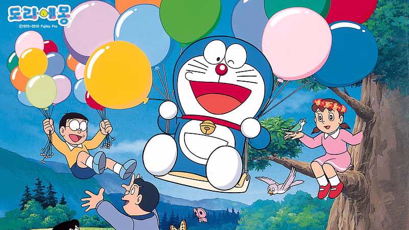 HD-wallpaper-doraemon-and-nobita-are-playing-with-balloons-doraemon