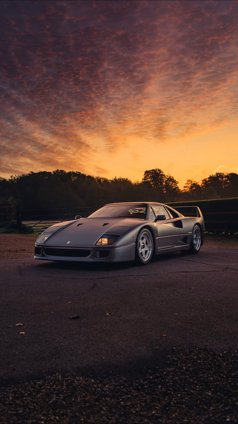 HD-wallpaper-ferrari-f40-atardecer-gris-sunset