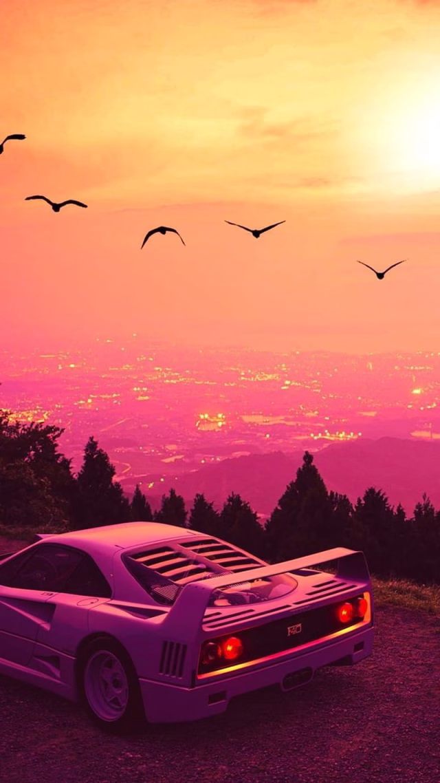 HD-wallpaper-ferrari-f40-cars-sunset-automotive-lighting-sky-aesthetic-orange-sun