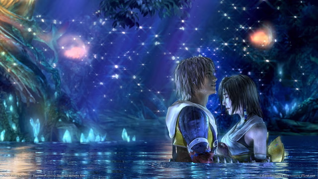 HD-wallpaper-final-fantasy-x-tidus-and-yuna-tidus-water-macalania-woods-cg-ffx-love-final-fantasy-x-yuna