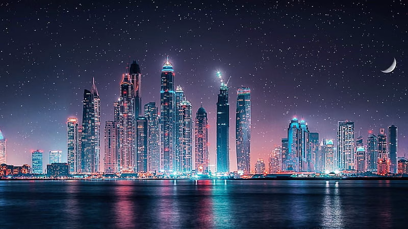 HD-wallpaper-in-the-city-lights-stars-water-buildings-sky-lights-city-night