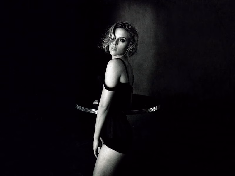 HD-wallpaper-scarlett-johansson-black-dress-black-and-white-scarlett-johansson-monochrome
