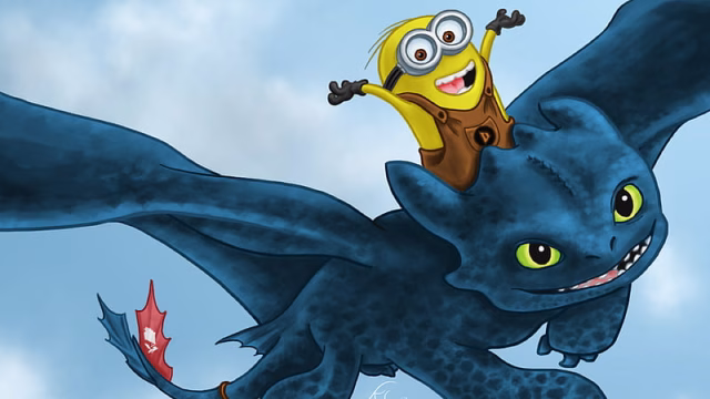 HD-wallpaper-toothless-and-minion-night-fury-minions-artist-artwork-digital-art-behance