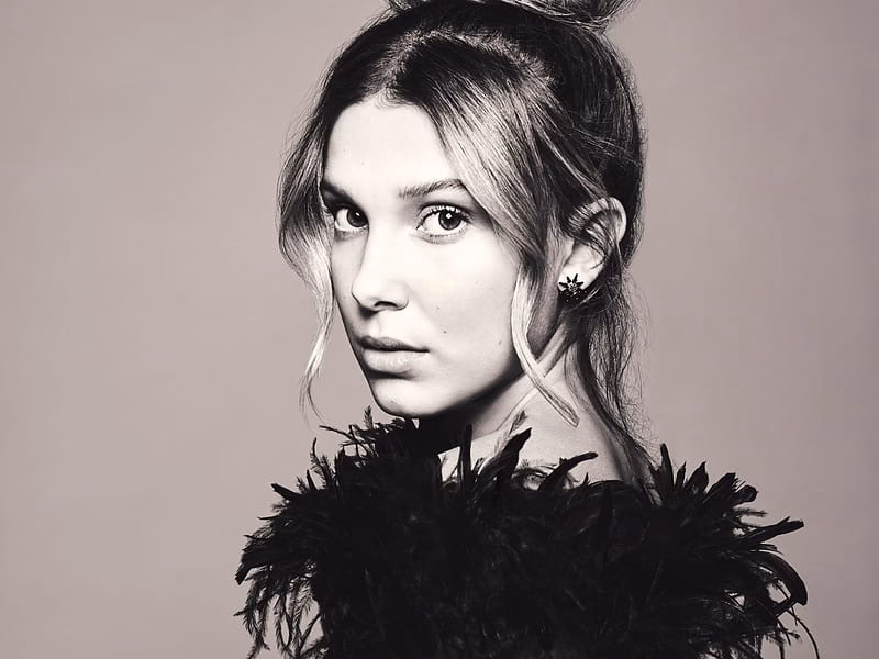 HD-wallpaper-actresses-millie-bobby-brown-actress-black-white-british-face