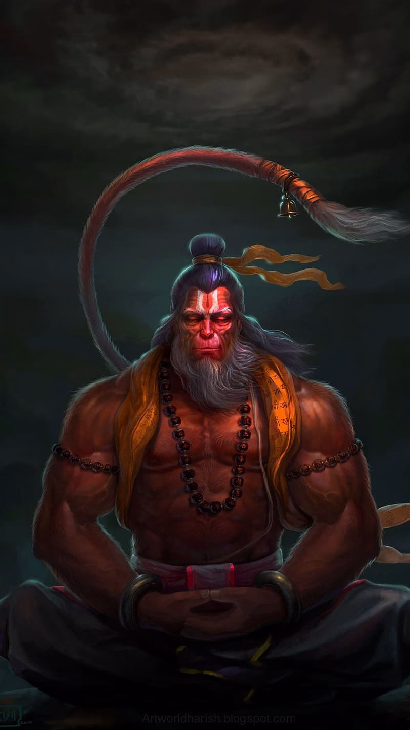 HD-wallpaper-angry-hanuman-bagva-rang-lord-god