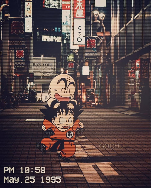 HD-wallpaper-dragonball-friends-dbz-goku-krillin-street-tokyo