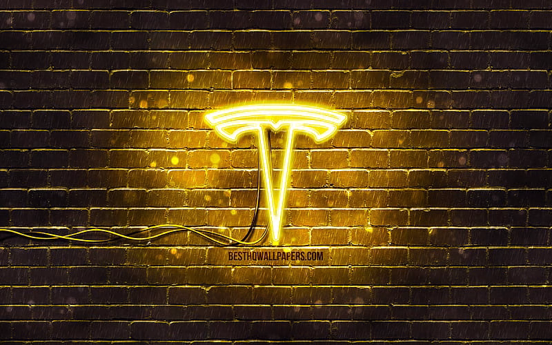 HD-wallpaper-tesla-yellow-logo-yellow-brickwall-tesla-logo-cars-brands-tesla-neon-logo-tesla
